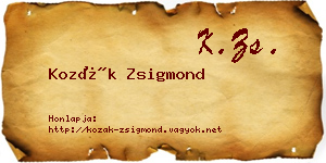Kozák Zsigmond névjegykártya