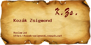 Kozák Zsigmond névjegykártya
